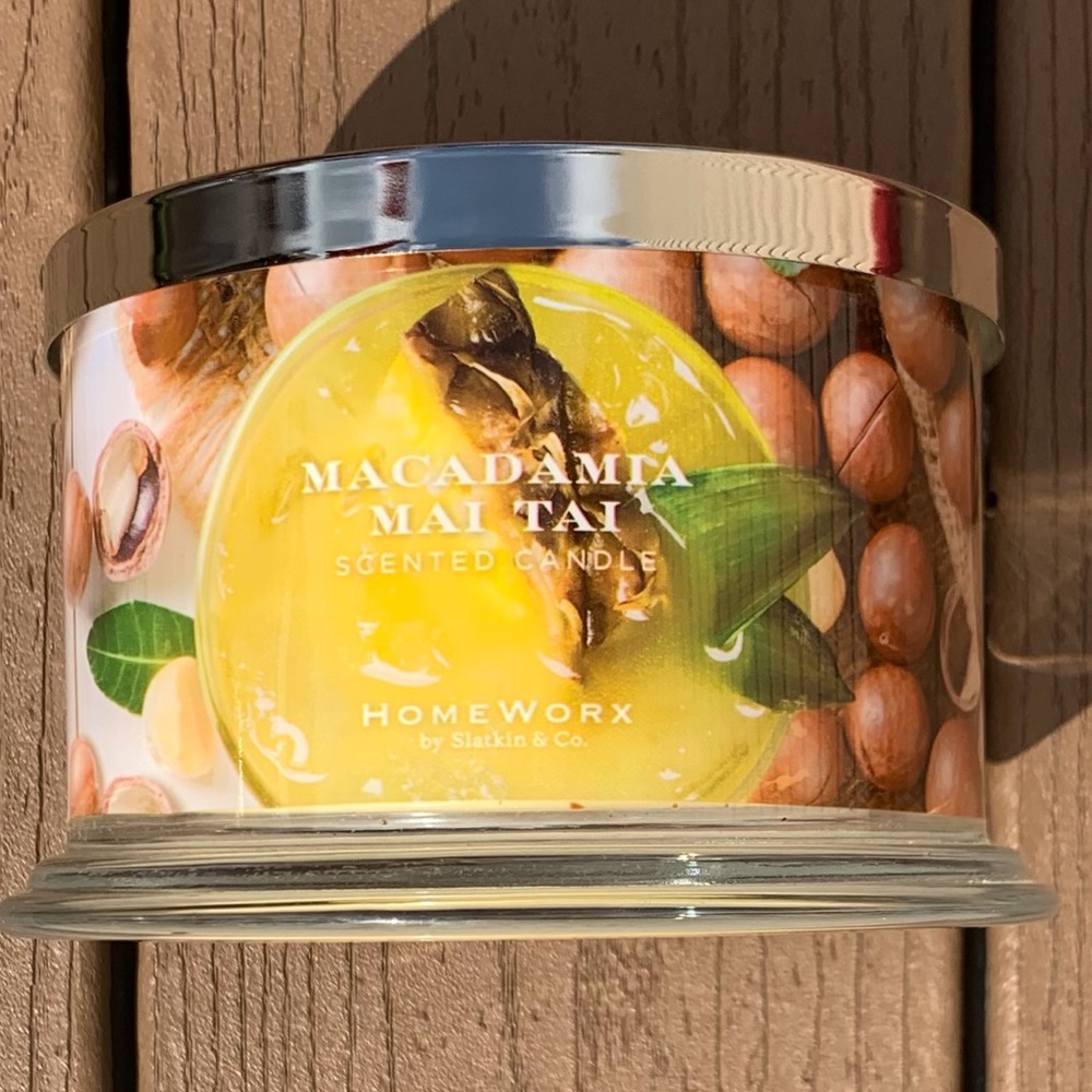 🆕HARRY SLATKIN HOMEWORX “MACADAMIA MIA TAI” 18oz 4-WICK CANDLE —NWT!!!